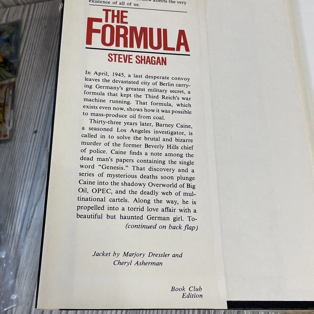 The Formula Steve Shagan 1979 Hardcover Book Club Edition Thriller Novel Morrow